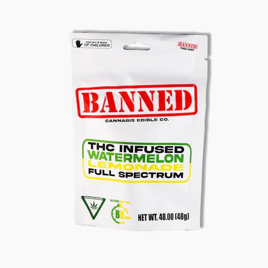 Photograph of product: Banned - Gummies - Watermelon Lemonade - 200mg - 4pk