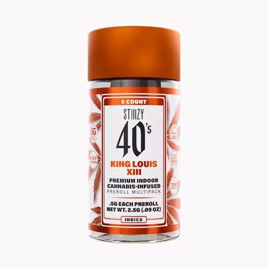 Photograph of product: Stiiizy | "40's" King Louis XIII Infused 0.5g Pre-Rolls | 5pk.