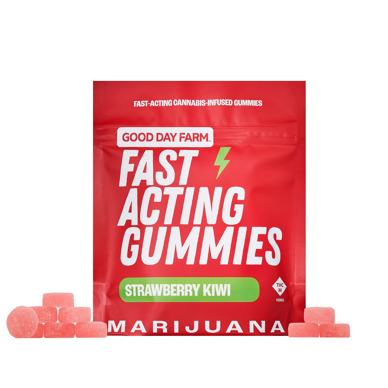 Photograph of Product: GDF: Fast-Acting Gummies | Strawberry Kiwi | 100mg | 10pk