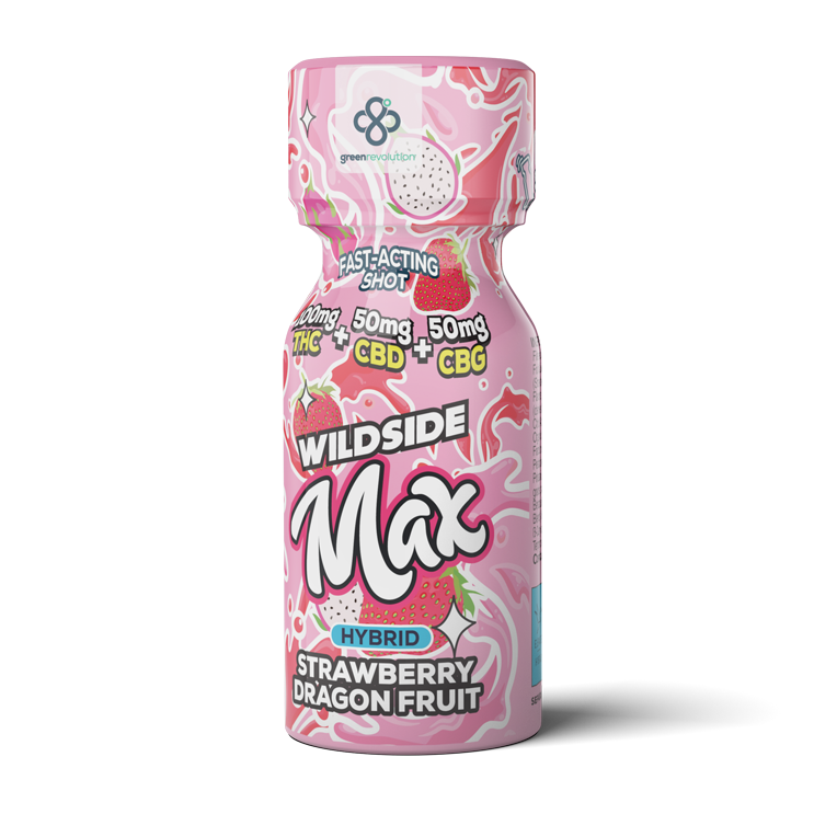 Photograph of product: Strawberry Dragon Fruit Wildside Max Shot [100mg TH-oui + 50mg CBD + 50mg CBG]