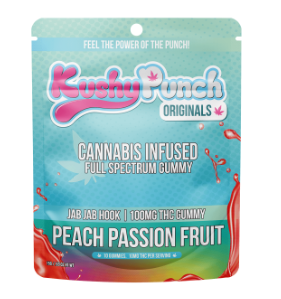 Photograph of product: Kushy Punch Peach Passion Fruit Gummy 100mg