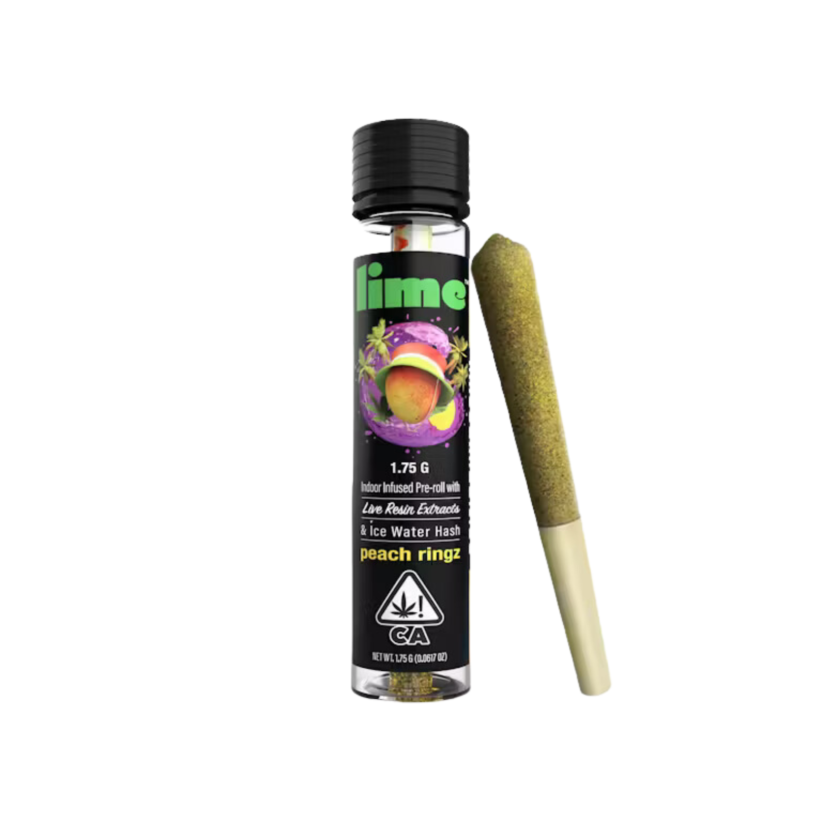 Photograph of product: PEACH RINGZ LIVE RESIN & ICE WATER au chocolat INFUSED PREROLL