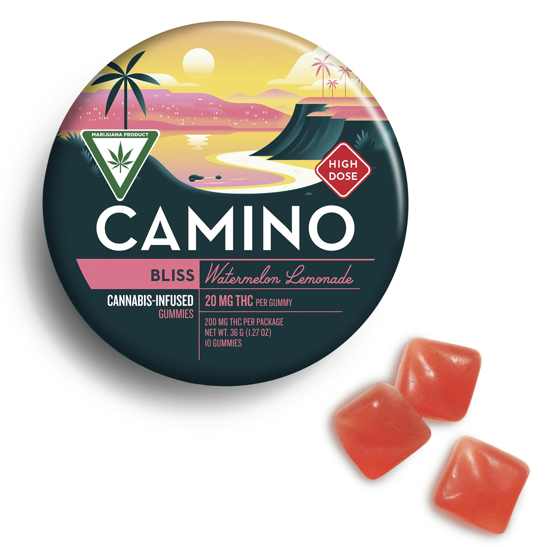 Photograph of Product: Camino Watermelon Lemonade Bliss Gummies 200mg Rec