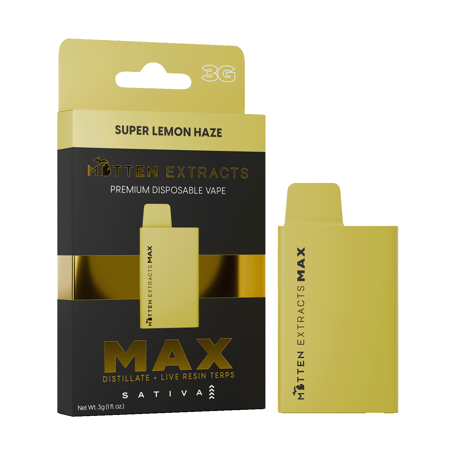 Photograph of product: Mitten Extracts - MAX - Disposable - Super Lemon Haze - 3g