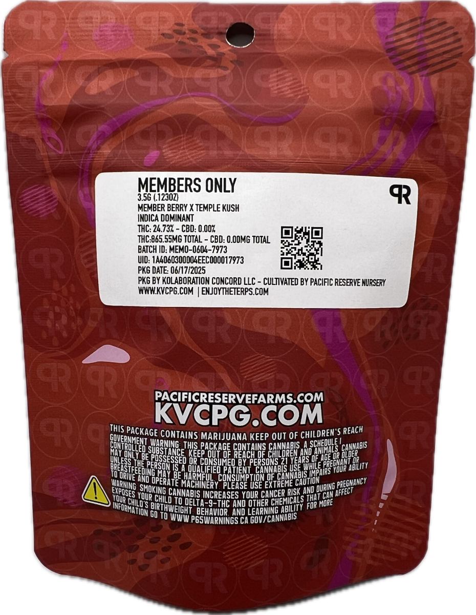 Photograph of product: Members Only 3.5g Bag - Pacific Reserve