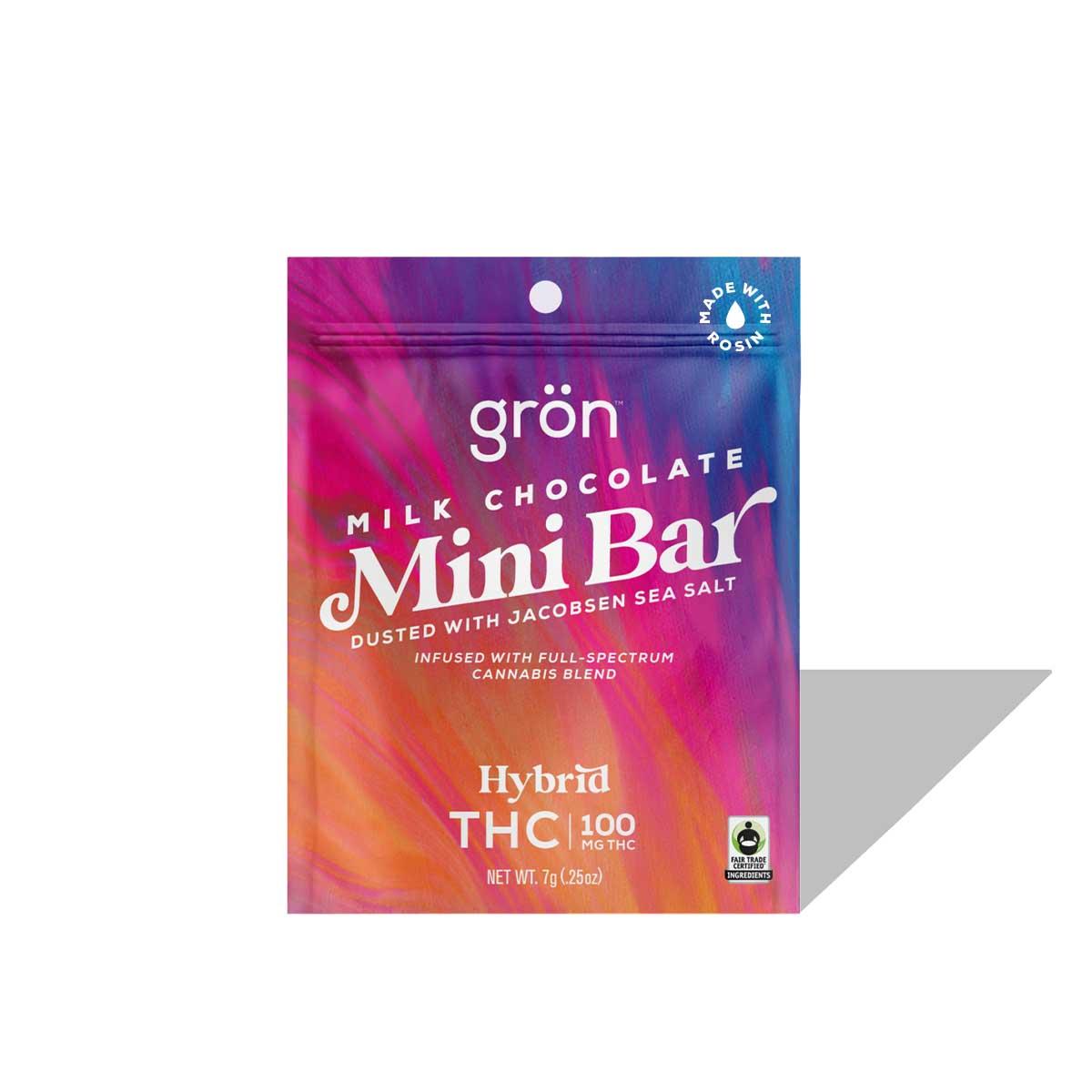 Photograph of product: Gron Edible Mini Milk Chocolate Bar 100mg Hybrid 10mg