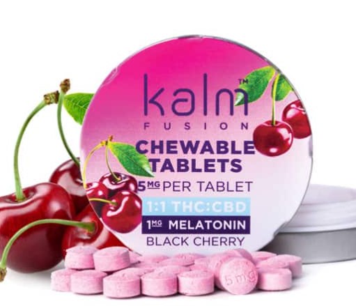 Photograph of product: Black Cherry - 1:1 TH-oui:CBD Chewable Tablet - Kalm Fusions