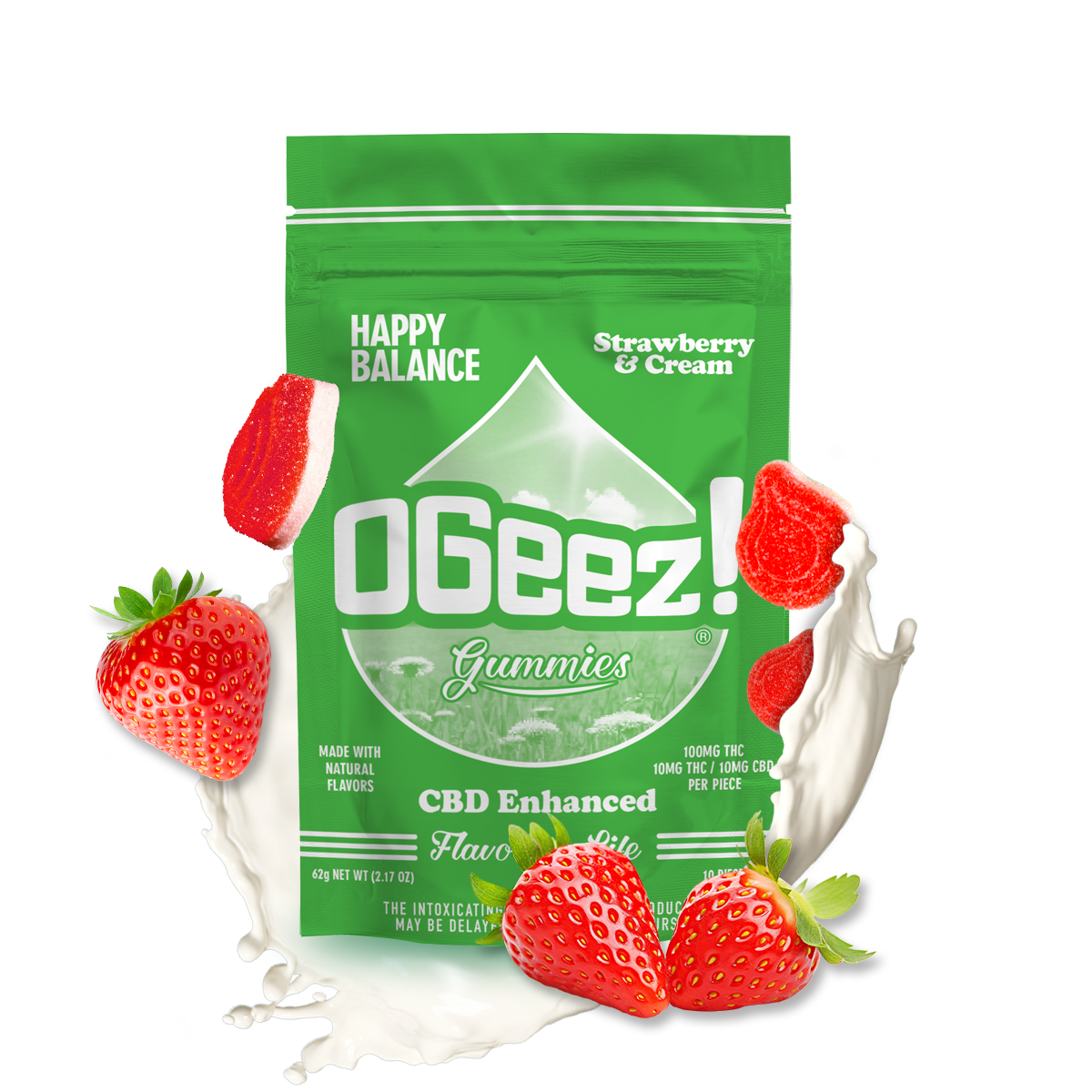 Photograph of product: Happy Balance Strawbs n Cream 1:1 (CBD) 100mg 10pk
