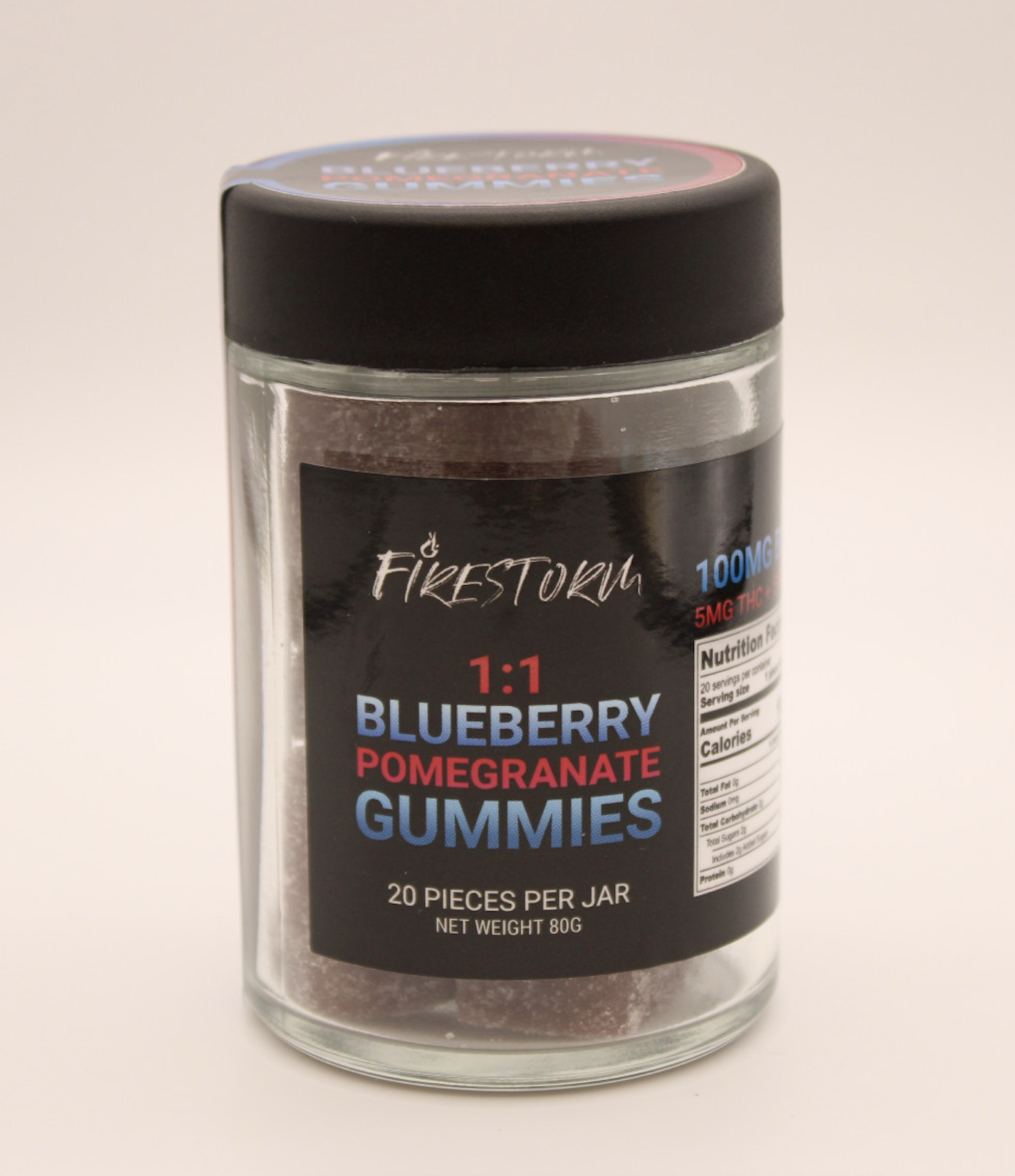 Photograph of product: 100mg 1:1 Gummies | Blueberry Pomegranate