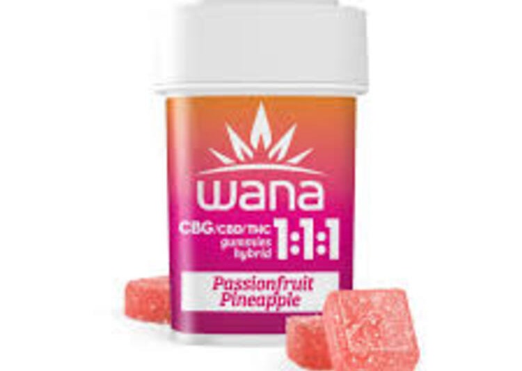 Photograph of product: Wana - Passionfruit Pineapple 1:1:1 CBG/CBD/THC 100mg
