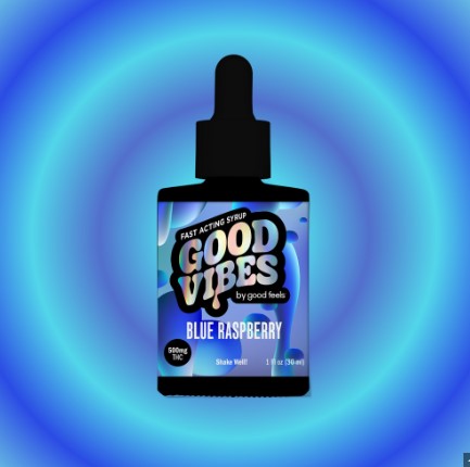 Photograph of product: Good Vibes | Blue Raspberry Syrup | 500MG