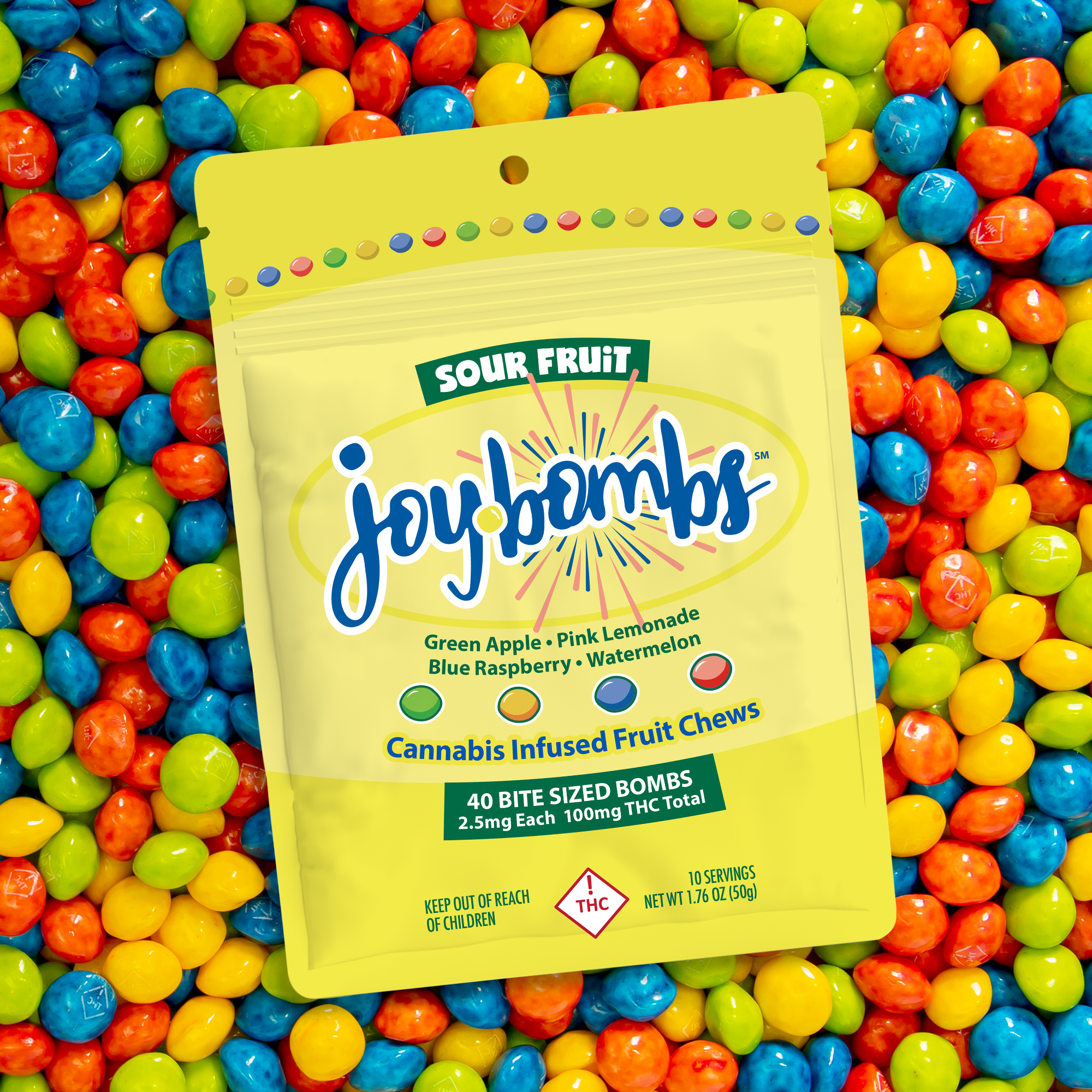 Photograph of product: Joy Bombs Sour - 100mg
