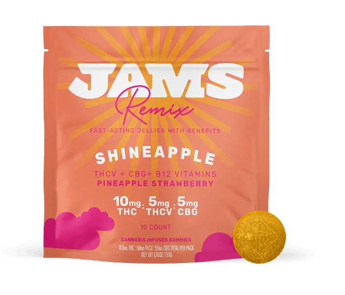 Photograph of product: JAMS Remix. | 2:1:1 Shineapple (S) | 10 x 10mg Fast Acting Jellies