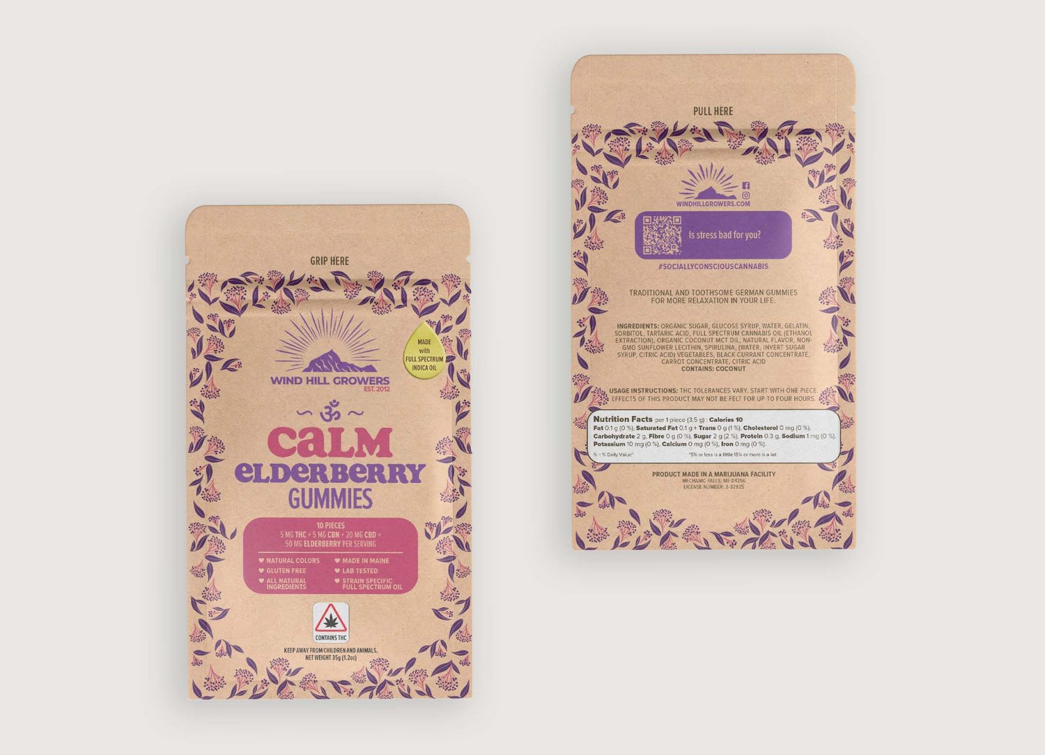 Photograph of product: Wind Hill Growers- Calm Gummies (10pk x 5mg TH-oui+20mg CBD)