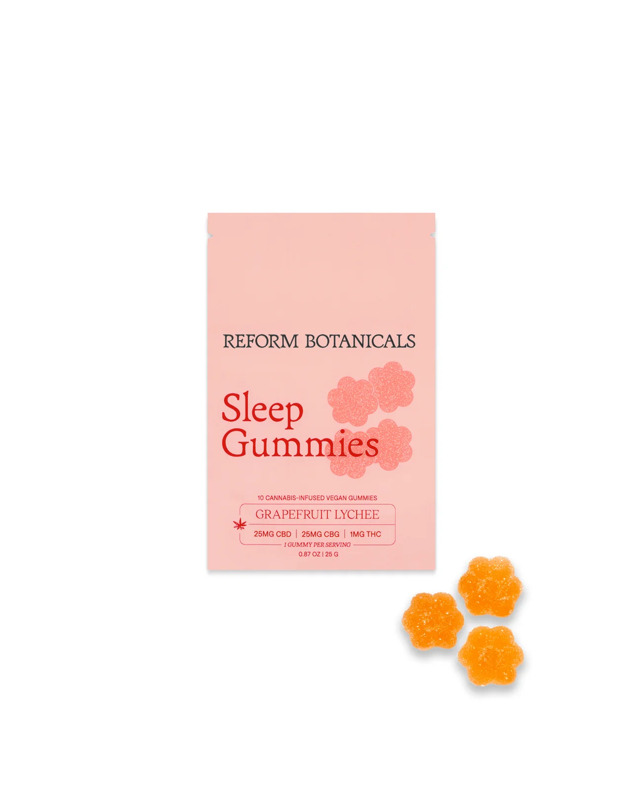 Photograph of product: Reform Botanicals CBD Grapefruit Lychee 'Sleep' 10pk 1mg Gummies