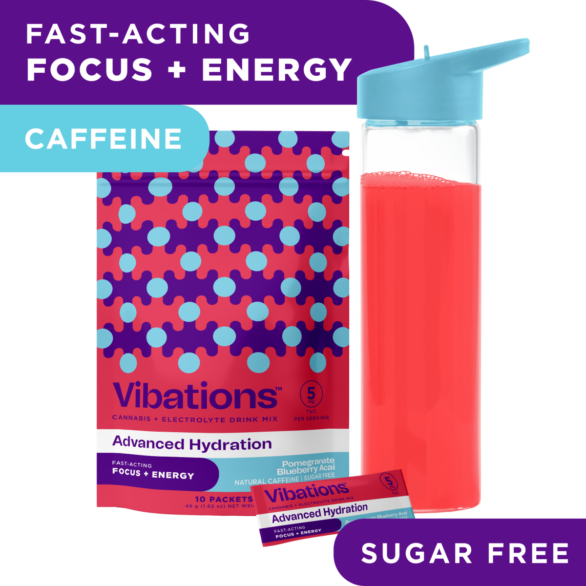 Photograph of product: Drink Mix | Sugar Free | Pomegranate Blueberry Aai | 10pk | 50mg