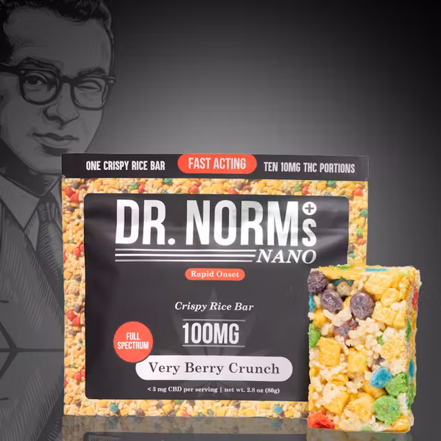 Photograph of product: Dr. Norm's - 100mg Rice Crispie Treat - Very Berry Crunch