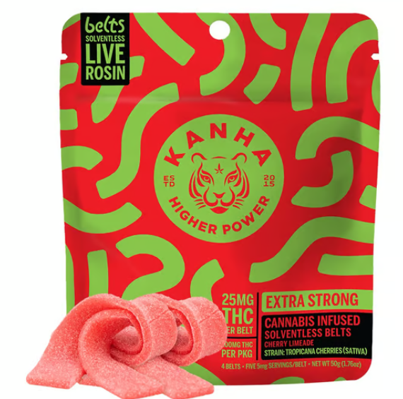 Photograph of product: Cherry Limeade Live Rosin Belts | 100mg - Kanha