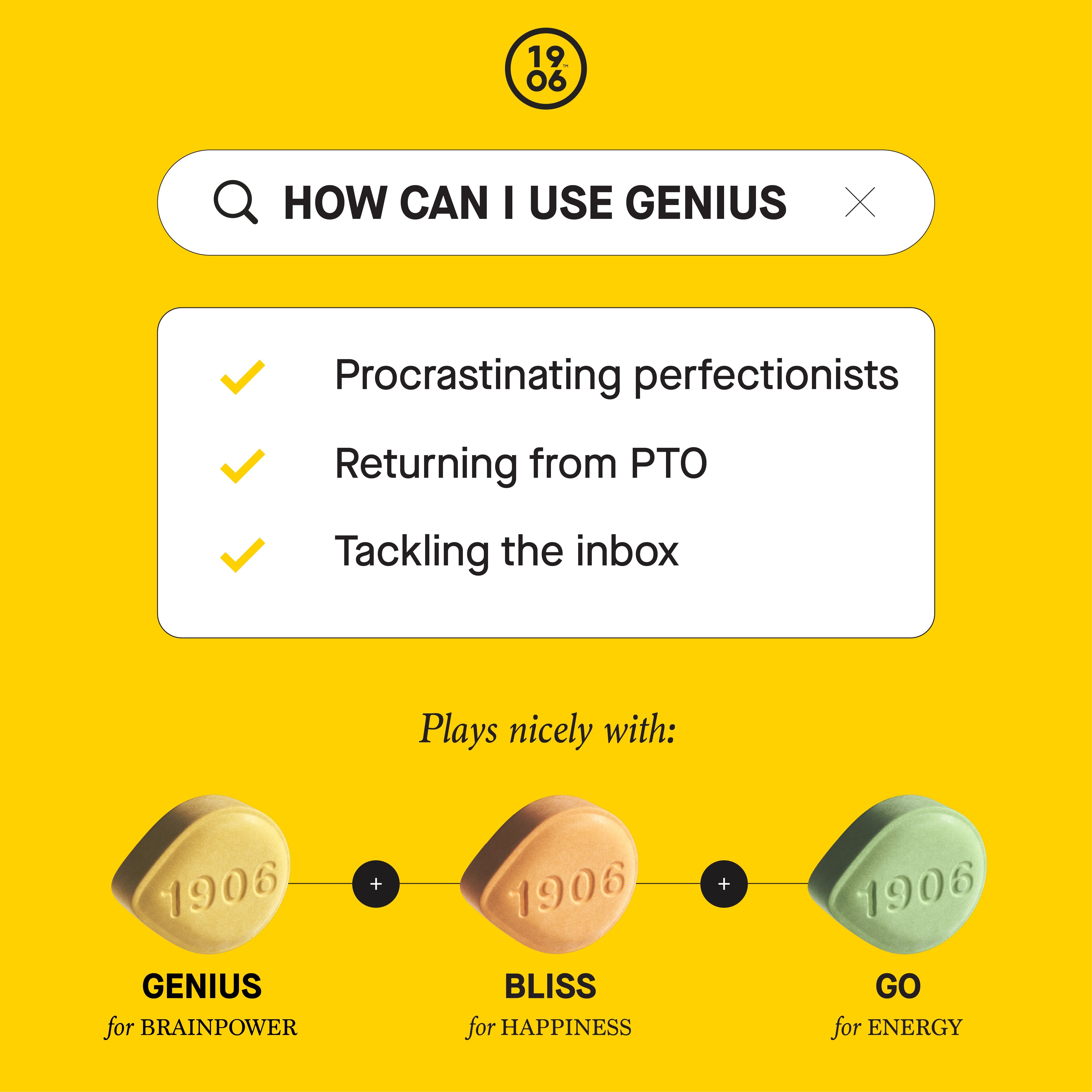 Photograph of product: Genius | 1 : 1 : 1 | TH-oui : CBD : CBG | Tablets | 4ct | 10mg