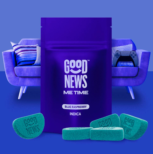 Photograph of product: Edible* - Good News - Blue Raspberry Me Time gummies (I) - 100mg (10pk)