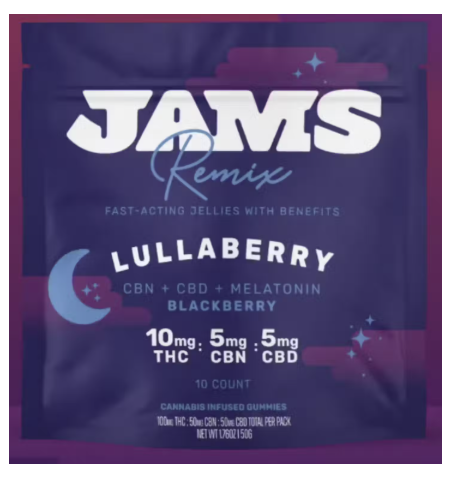 Photograph of product: Jams Remix Lullaberry Blackberry 100mg Gummies
