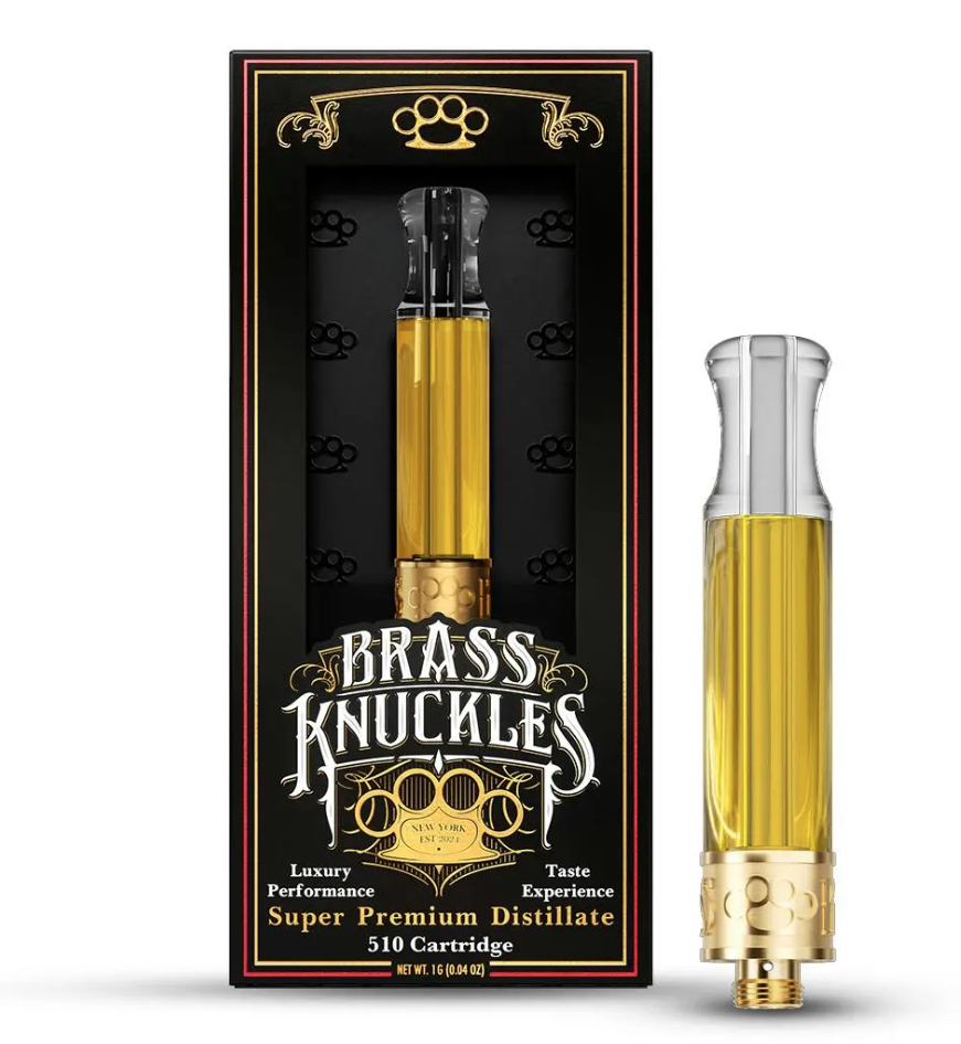 Photograph of product: Brass Knuckles | 1g Super Premium Distillate 510 Cart | Strawberry Cough