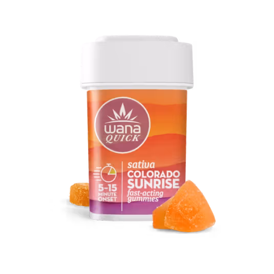 Photograph of product: Wana Quick Colorado Sunrise Sativa Gummies 100 mg THC