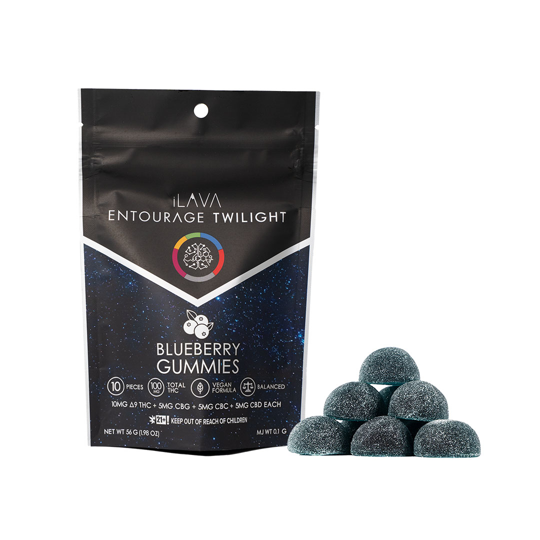 Photograph of product: Entourage Twilight Gummies 100mg - Blueberry