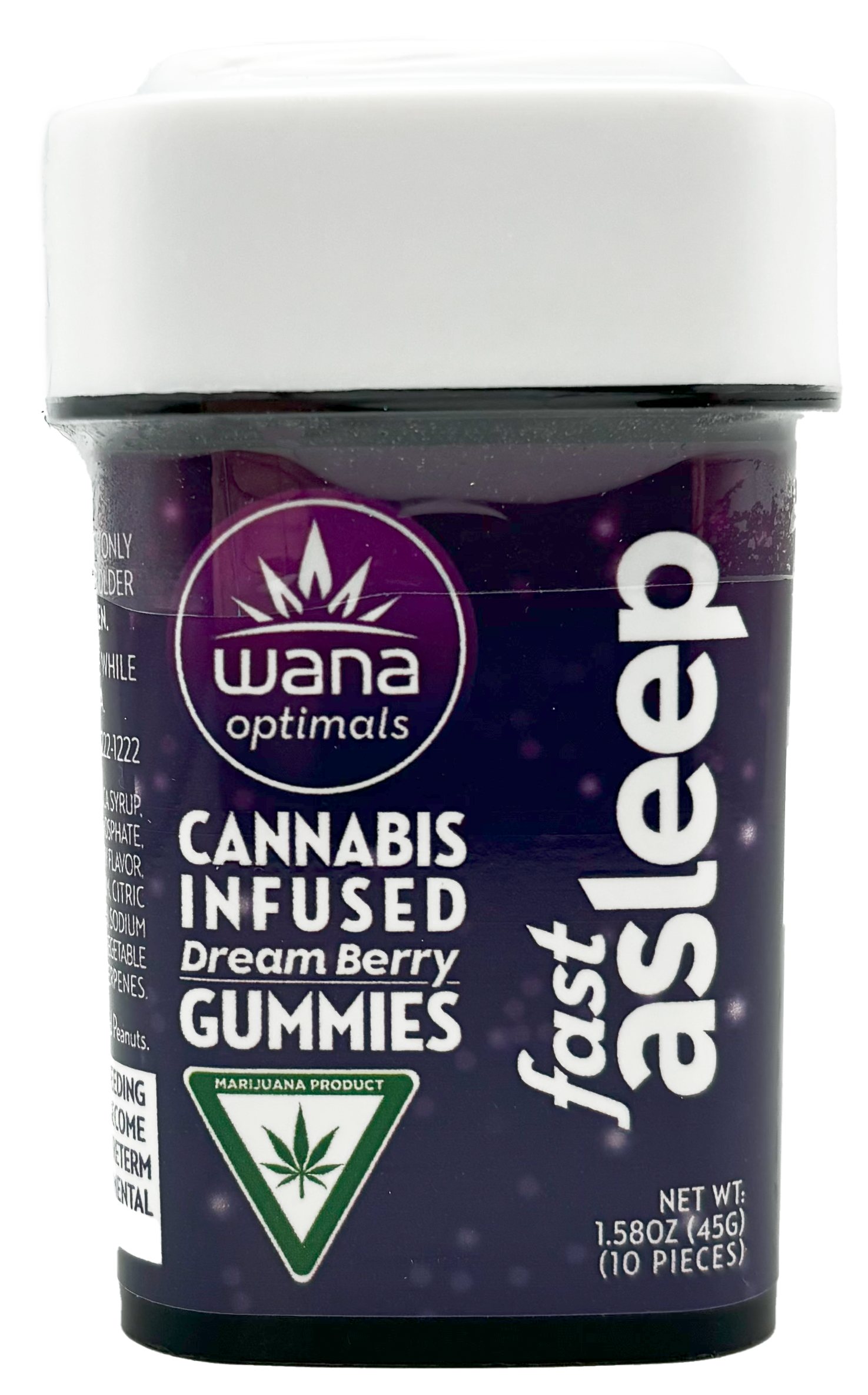Photograph of product: Wana | Dreamberry Fast Asleep | Gummy Edible | 20mg THC/100mg CBD/20mg CBN/20mg CBG