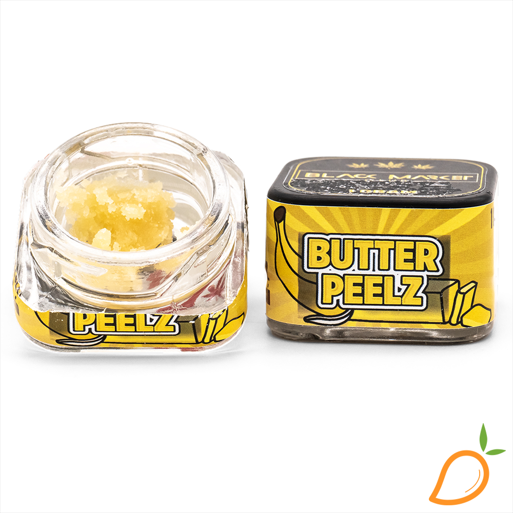 Photograph of product: 1g Butter Peels Cured Sugar Black Cat Extracts