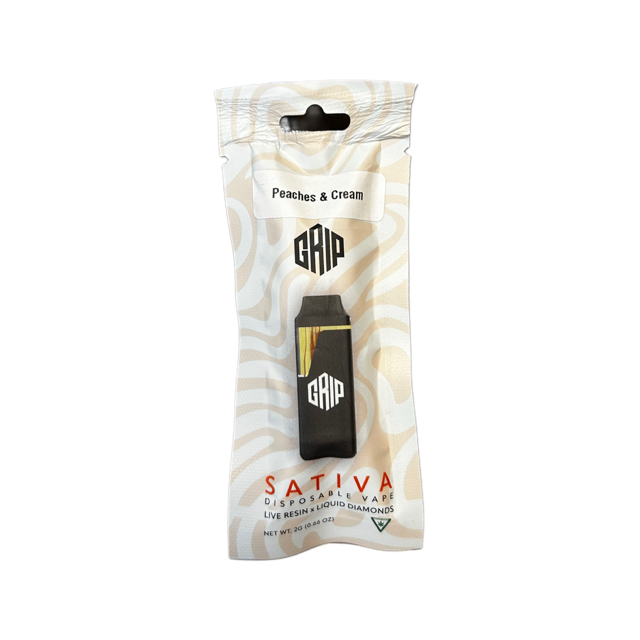 Photograph of product: Grip | Peaches & Cream | 2g | Live Resin x Liquid Diamonds  Disposable