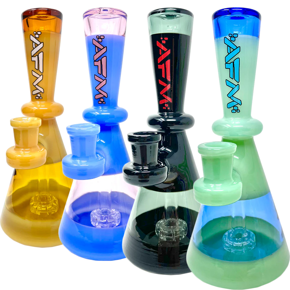 Photograph of product: Water Pipe | Rig | 7.5" | Flared Mouthpiece Shower Perc | AFM Glass | Assorted Colors