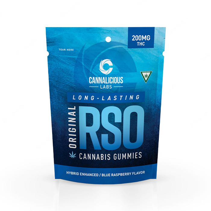 Photograph of product: Blue Raspberry RSO Gummies, Hybrid, 200mg