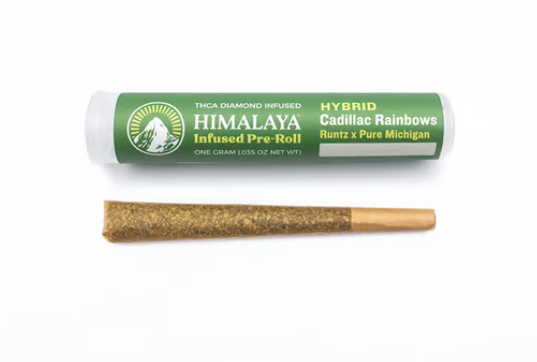 Photograph of product: HIMALAYA | CADILLAC RAINBOWS | DIAMOND INFUSED PREROLL | 1G
