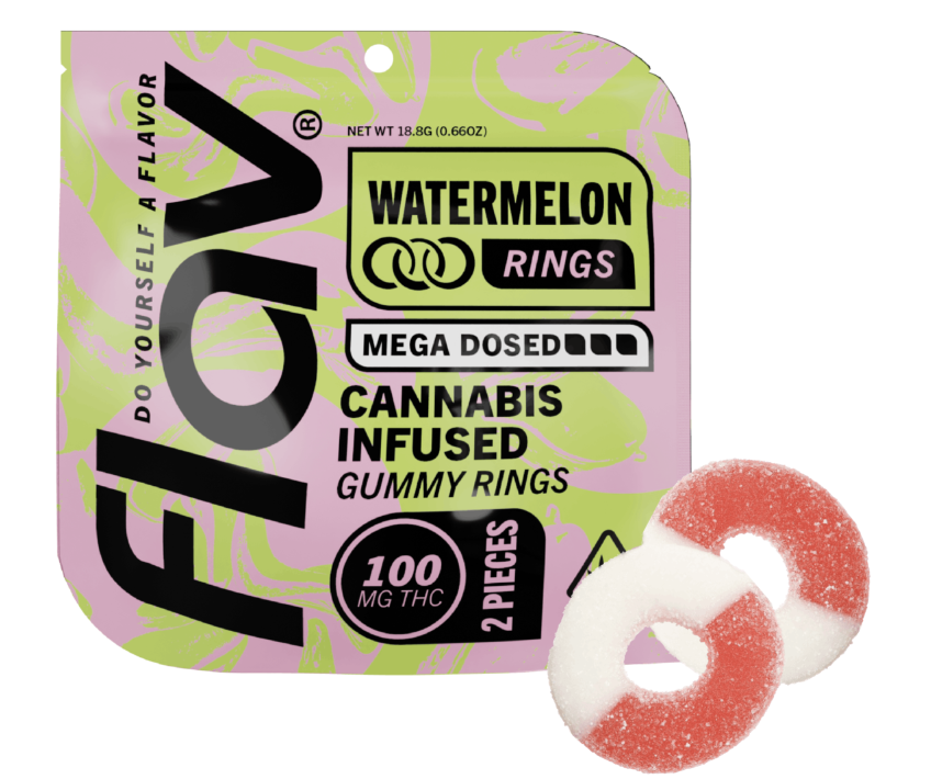Photograph of product: Watermelon Rings - 100mg 2pck Mega Dosed