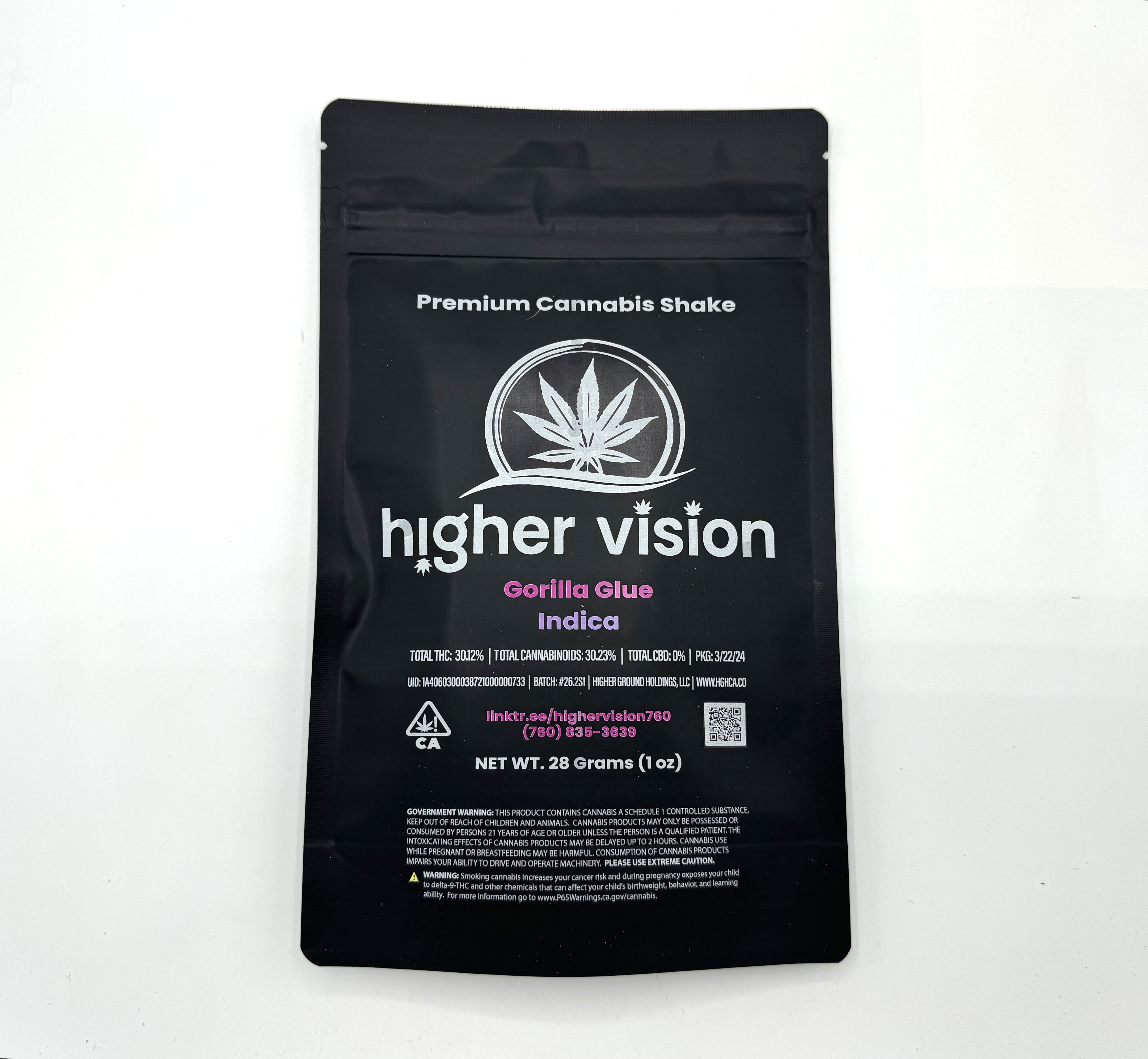 Photograph of product: Higher Vision 28g Premium Shake - Gorilla Glue