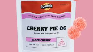 Photograph of product: Sunnies LR Gummies Cherry Pie OG Black Cherry 10mg 10ct