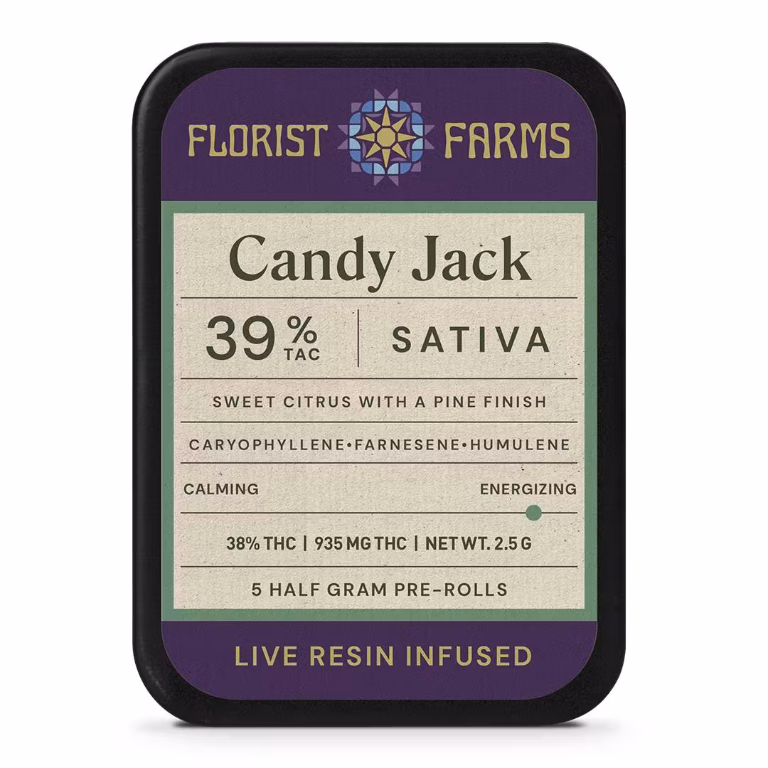 Photograph of product: FLORIST FARMS | INFUSED PRE-ROLL JOINT | CANDY JACK | 5PK