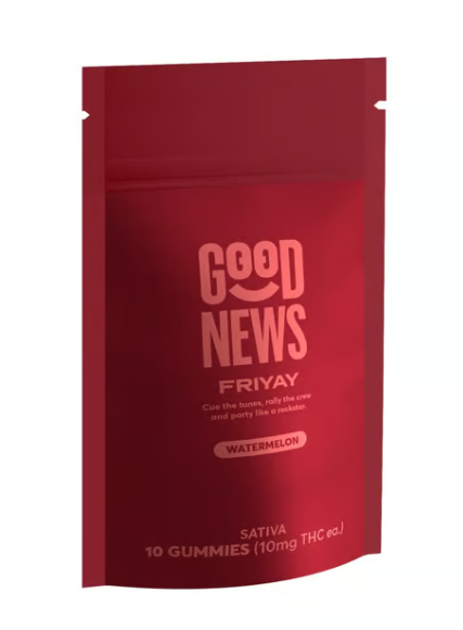 Photograph of product: Good News - Gummies - Friyay Watermelon 10ct (100mg)