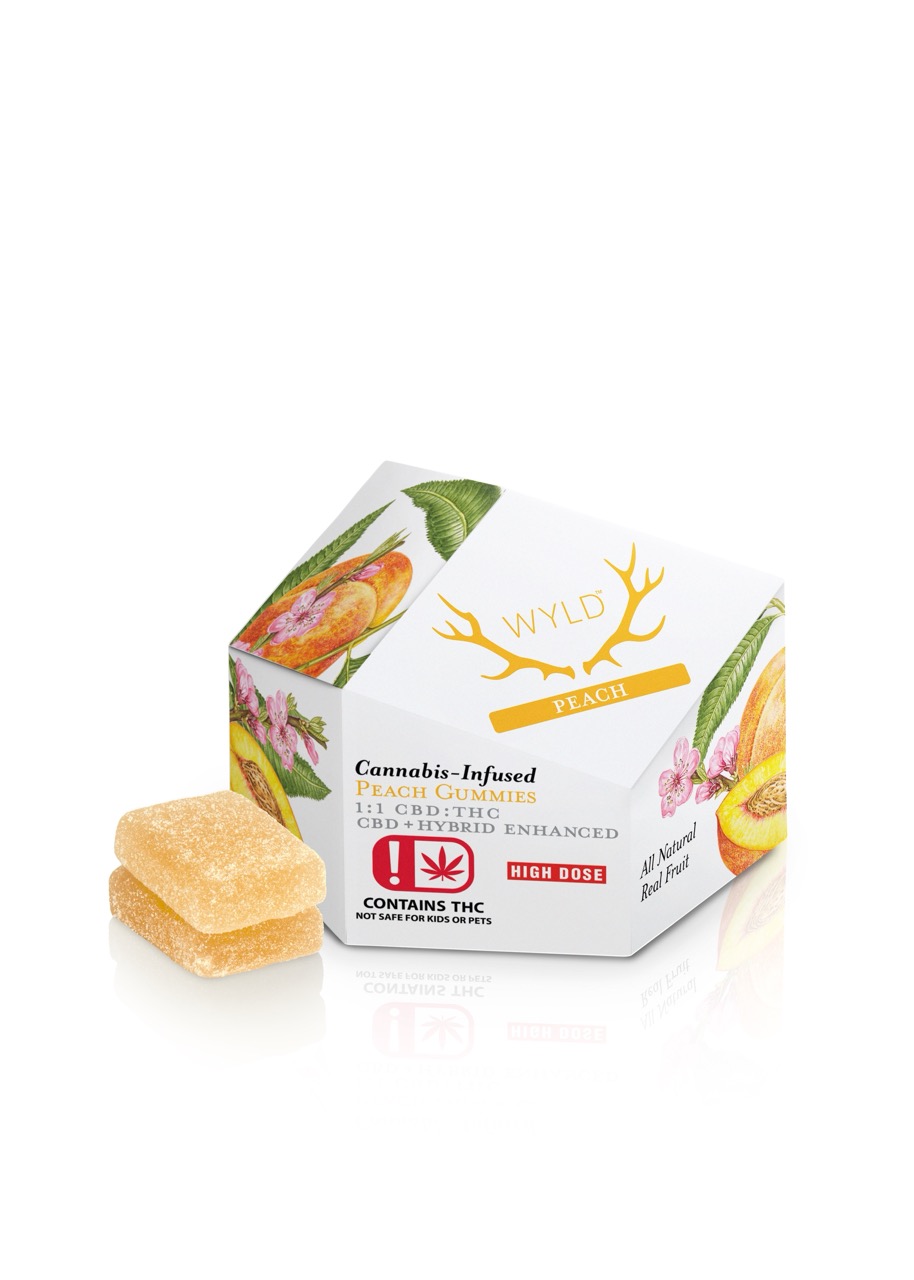 Photograph of product: Peach - 300mg WYLD 1:1 Hybrid Gummies
