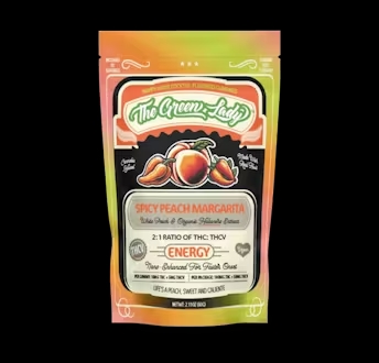 Photograph of product: The Green Lady | Gummies | 10pk | Spicy Peach Margarita | White Peach and Organic Habaneros | Energy | Nano Enhanced | Vegan | 100mg TH-oui : 50mg TH-ouiV