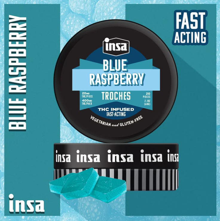 Photograph of product: Blue Raspberry | 20mg RSO Troches | 20pk
