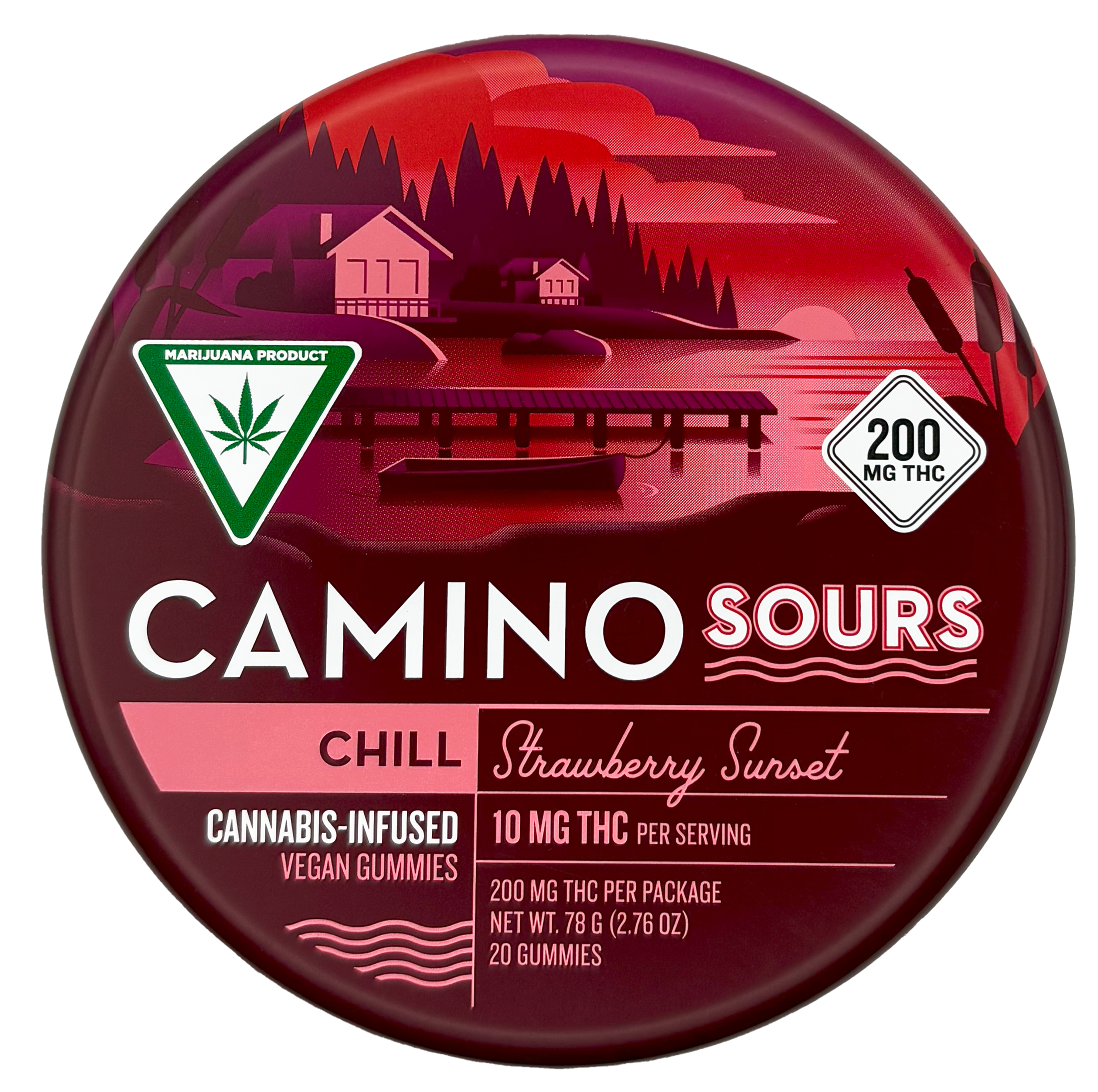 Photograph of product: Camino | Strawberry Sunset Sours | Gummy Edible | 200mg THC