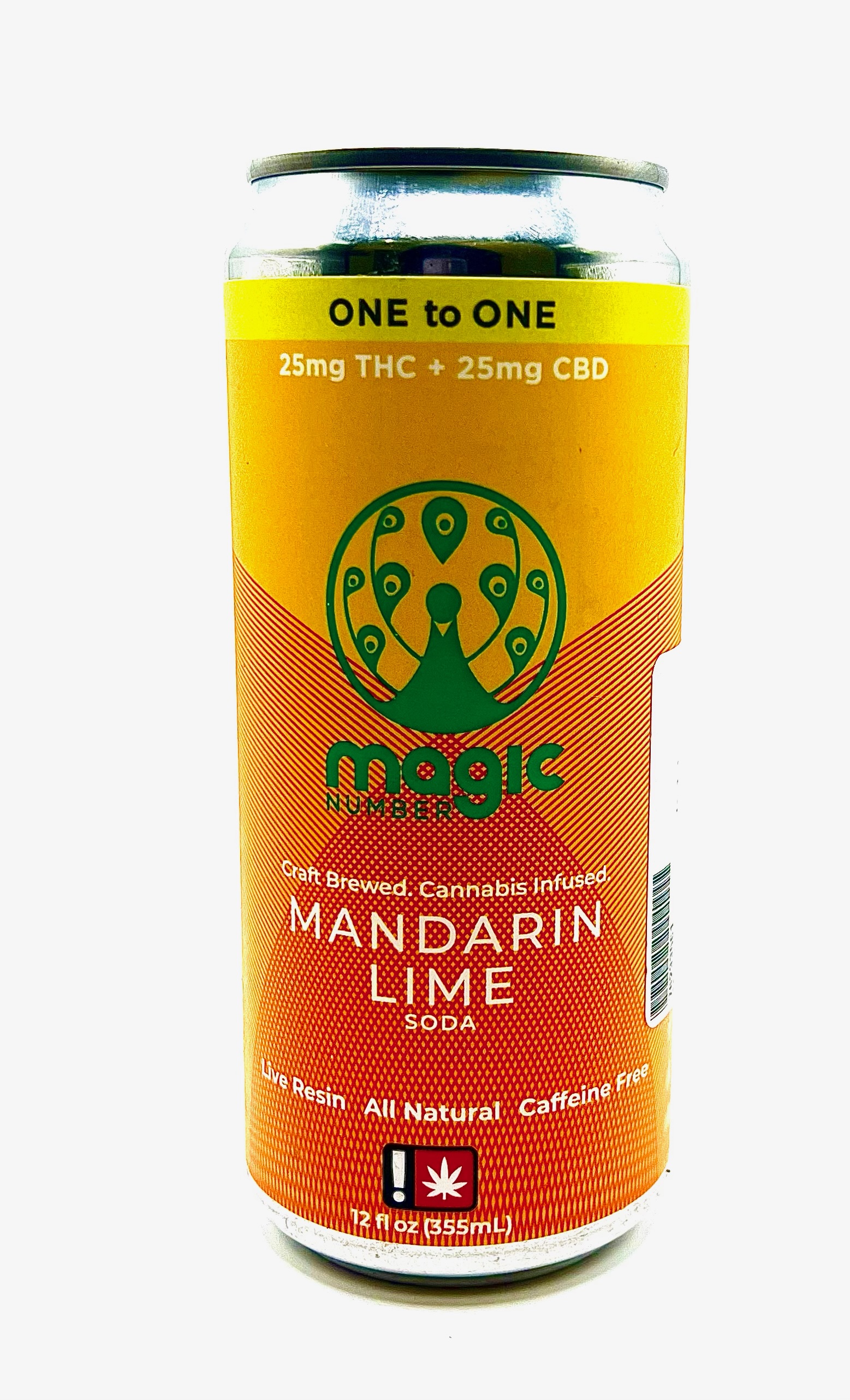 Photograph of product: Magic Number | Mandarin Lime | TH-oui:CBD | 100mg Infused Soda