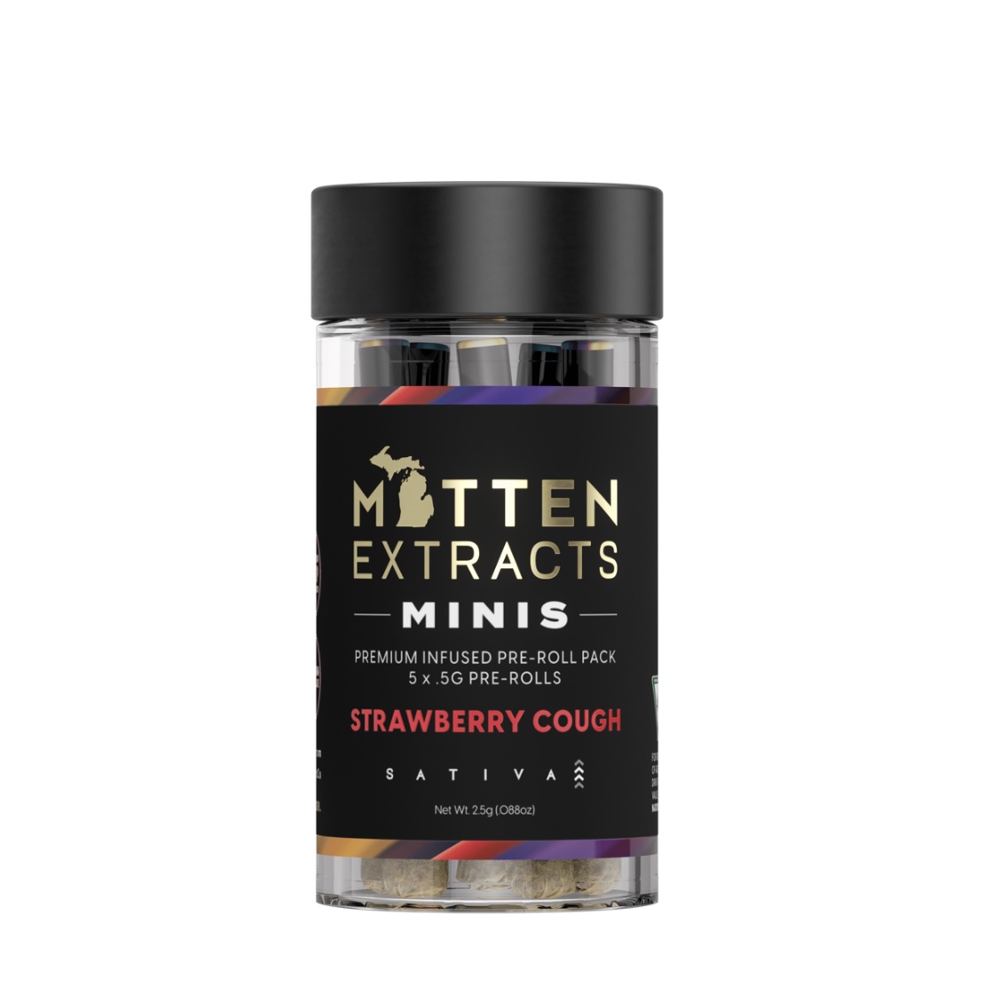 Photograph of product: AU Mitten: Strawberry Cough (S) Infused 5-Pack (0.7g x 5)