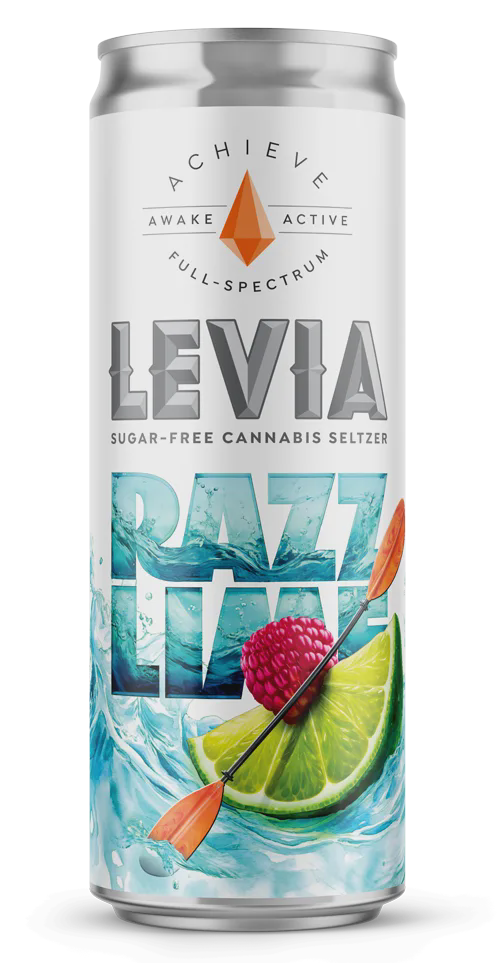 Photograph of product: Levia Seltzer | 5mg | Oui'd | Razz Lime