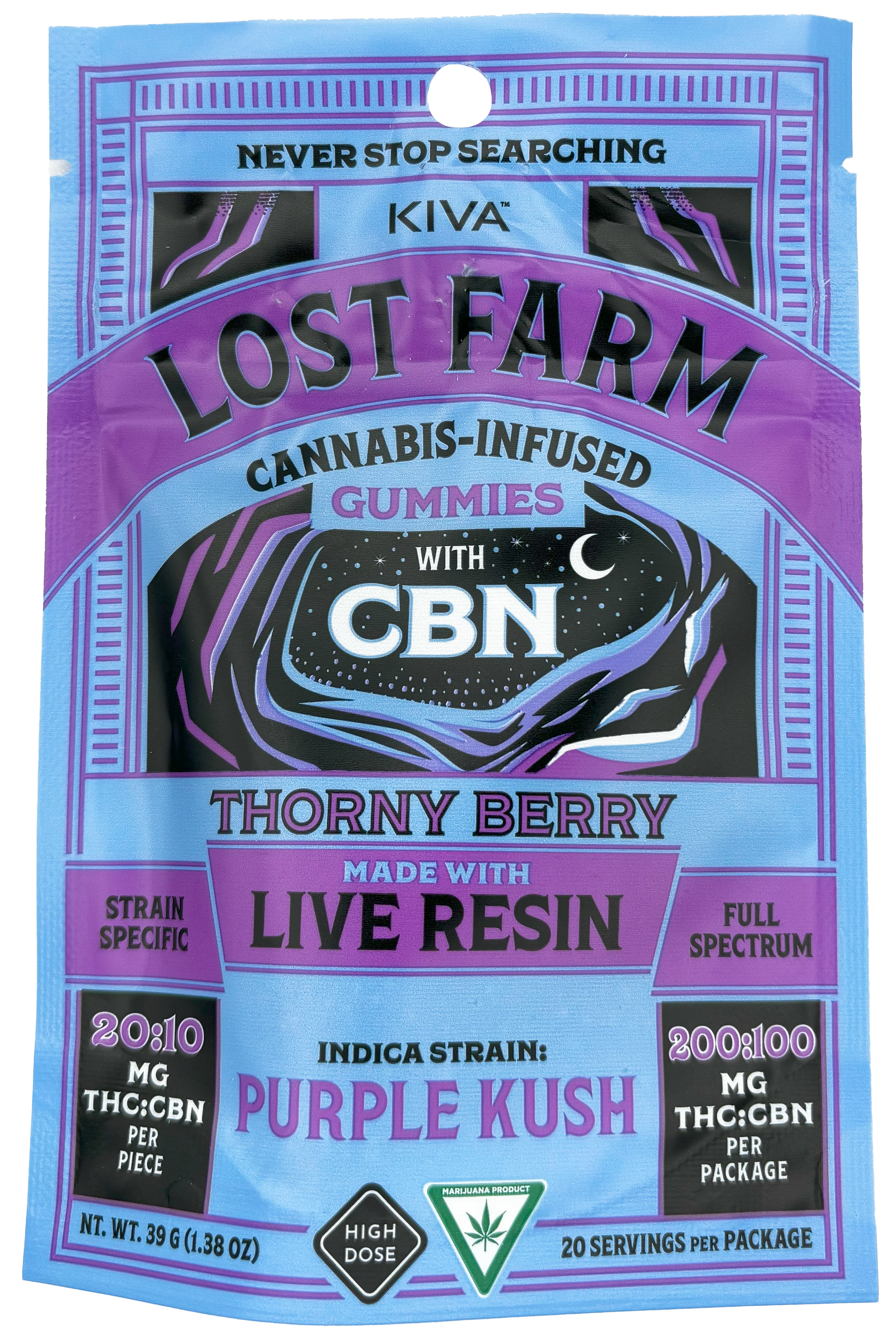 Photograph of product: Lost Farm | Thorny Berry | Live Resin Gummy Edible | 200mg THC/100mg CBN