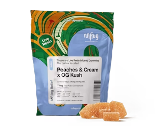 Photograph of product: MFNY | Peaches & Cream x 02 OG Kush Live Resin | Gummies 10 Pack | 100mg