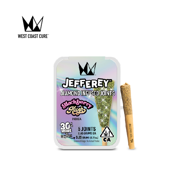 Photograph of product: BLACKBERRY KUSH 3.25G 5 PACK INFUSED PREROLLS