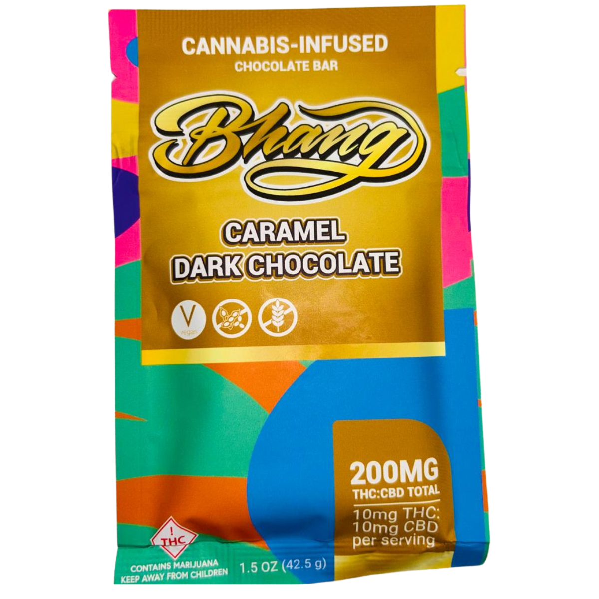Photograph of product: Bhang Dark Caramel Ratio Bar 100CBD/100TH-oui